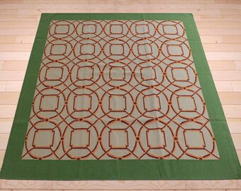 Handmade modern green living room wool carpet Farmhouse hallway vintage decor Home decor kitchen kilim mat 6x9 7x7 3x15 ft