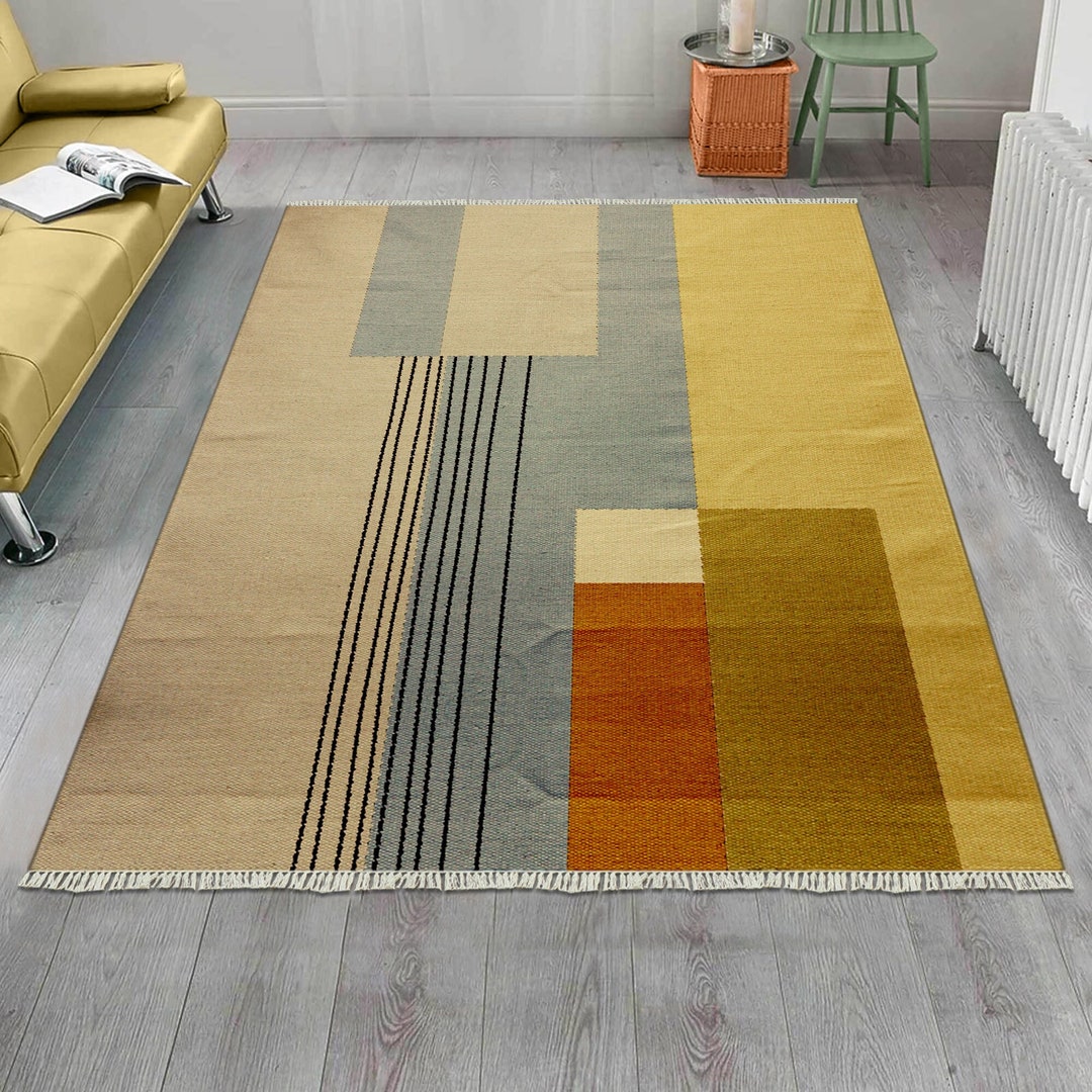 Hand Block Printed Multicolor Cotton Area Rug Hallway Entrance Home ...