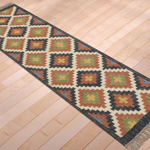 wool jute area rugs for living bedroom, entrance decor, Handmade Traditional flatweave, bohemian Kilim, Housewarming gifts, Handwoven rug