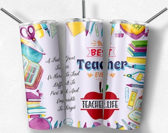 Teacher Tumbler Affirmations, 20oz Seamless Teacher Daily Affirmations Skinny Tumbler Sublimation, PNG,Teacher tumbler, Affirmation tumbler,