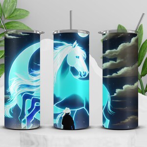 Neon Horse Stained 20 oz Skinny Tumbler Sublimation Design, Instant Digital Download PNG, Straight Tumbler Wrap PNG