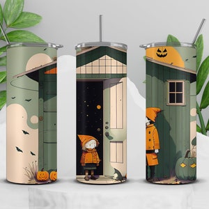 Home Wicht Halloween Kinder Becher Design, Sublimation Designs Downloads, digitaler download, 20 oz Becher Sublimations, Kürbis Tumbler Wrap