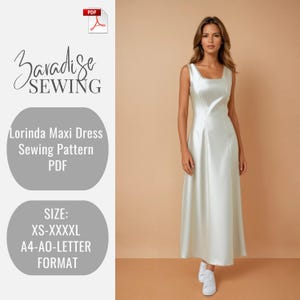 Lorinda Maxi Dress Pattern PDF ,Cocktail Dress, Anniversary Dress, Ball Gown, Bridal Gown,Suitable For Us letter-A4-A0 Format