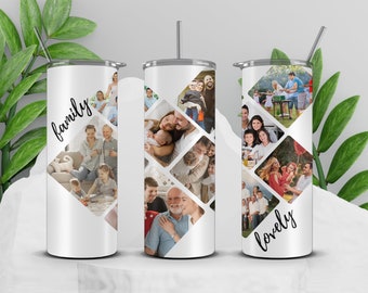 Family Photo Collage Tumbler PNG Wraps & Canva Templates, Personalized Cup Design with Family Pictures, Add Photos Tumbler Bundle