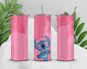スティッチ ブルー ハイビスカス、ストレート タンブラー デザイン、PngStitch 20 オンス カートゥーン デザイン、スティッチ タンブラー、20 オンス スキニー タンブラー 昇華デザイン、