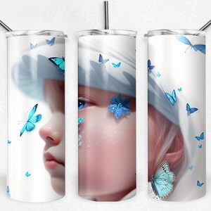 My butterflies on my baby Face Butterfly Landscape 20 oz Skinny Tumbler Sublimation Design, Instant Digital Download PNG
