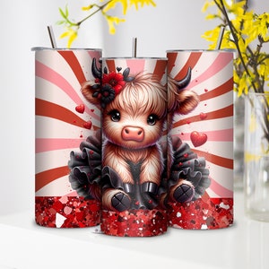Cute Baby Seamless Highland Cow Tumbler Wrap, 20oz Skinny Sublimation Tumbler Design, Highland Cow Sublimation Design Png, Love Tumbler Png