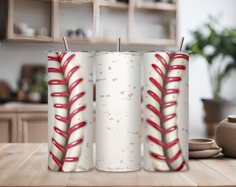 20oz Skinny Tumbler Personalized Seamless Baseball Grunge Designs Template Straight PNG File Download - Dirty Baseball sport tumbler design