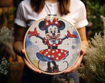 Flower Mickey Embroidery Pattern Floral Embroidery Pattern Mickey Hoop Art Flower Hand Embroidery Pattern PDF Instant Download