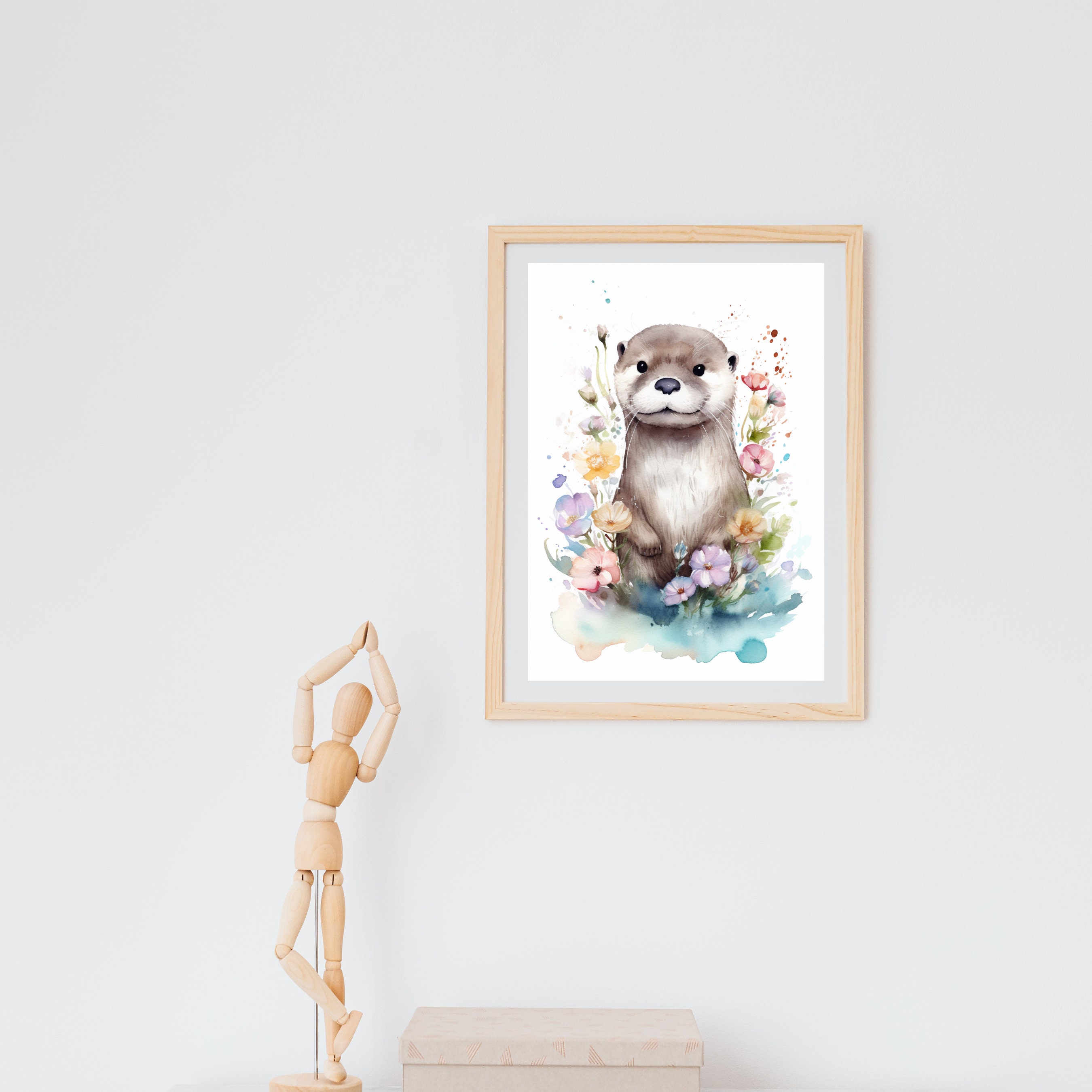 Discover Watercolor Otter Printable Wall Art Digital Print | Nursery Animal Wall Decor , No Frame