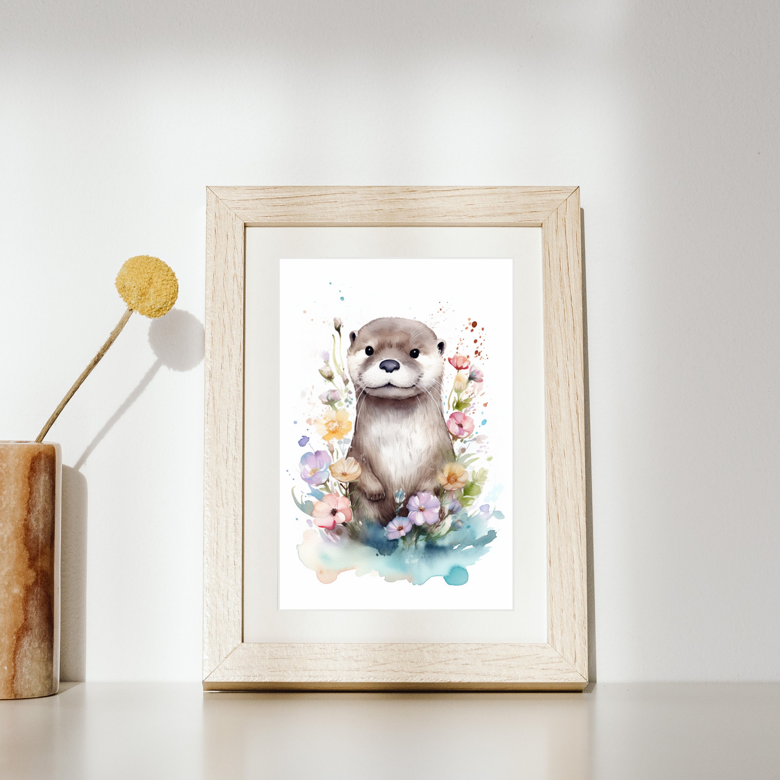 Discover Watercolor Otter Printable Wall Art Digital Print | Nursery Animal Wall Decor , No Frame