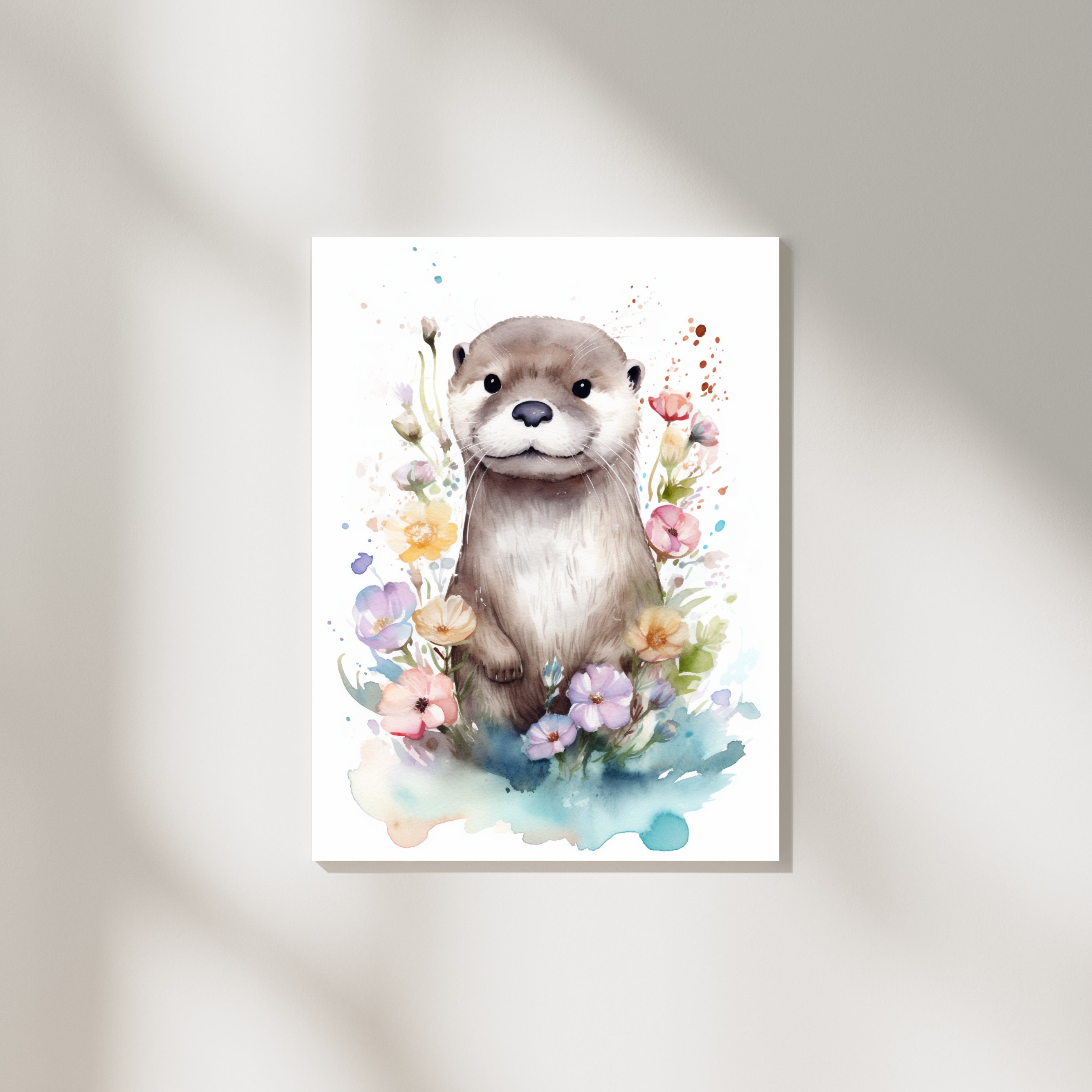 Discover Watercolor Otter Printable Wall Art Digital Print | Nursery Animal Wall Decor , No Frame