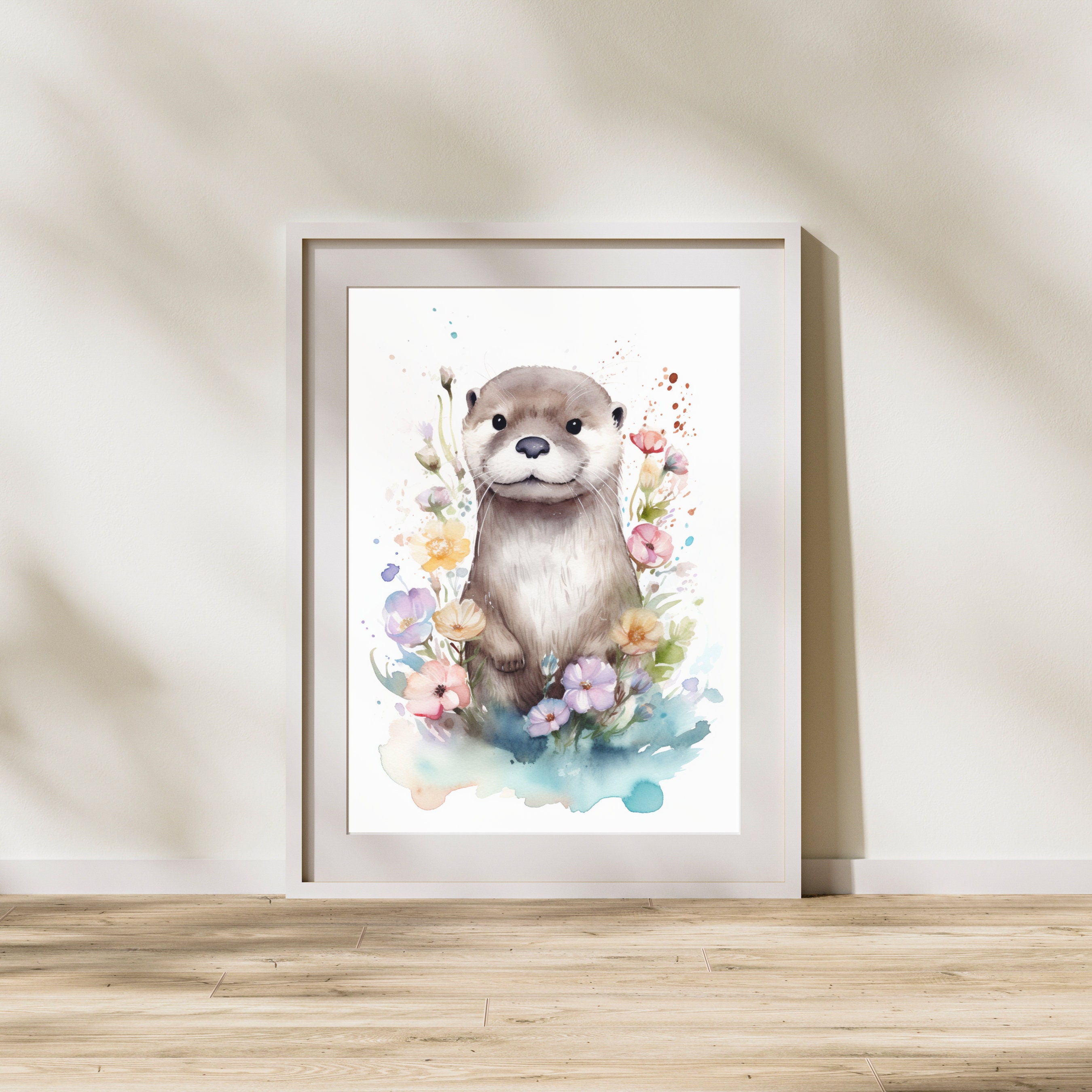 Discover Watercolor Otter Printable Wall Art Digital Print | Nursery Animal Wall Decor , No Frame