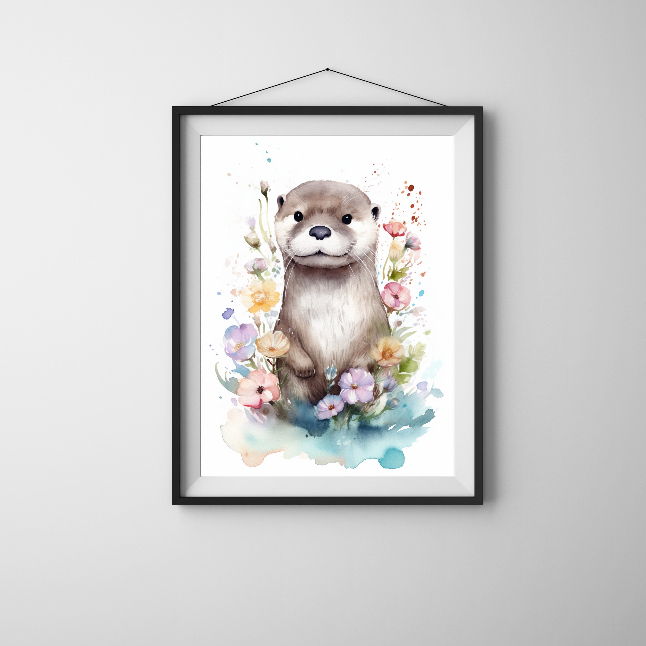 Discover Watercolor Otter Printable Wall Art Digital Print | Nursery Animal Wall Decor , No Frame