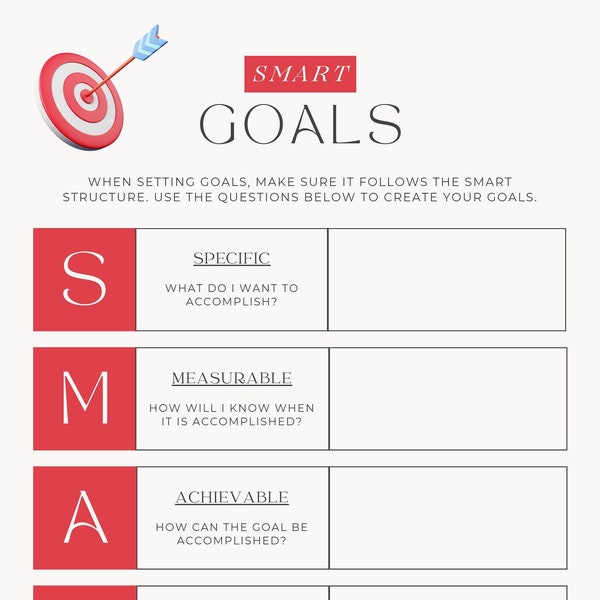 HR Smart Goals Planner Worksheet - Digital Download