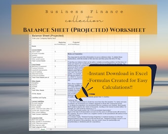Feuille de calcul du solde projeté - modèle Excel avec formules prédéfinies pour des calculs transparents - téléchargement immédiat