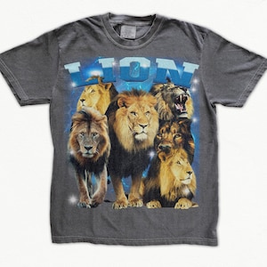 Statement Shirt LION - Vintage Crewneck Shirt with Lions, Graphic Tee, Lion Shirt