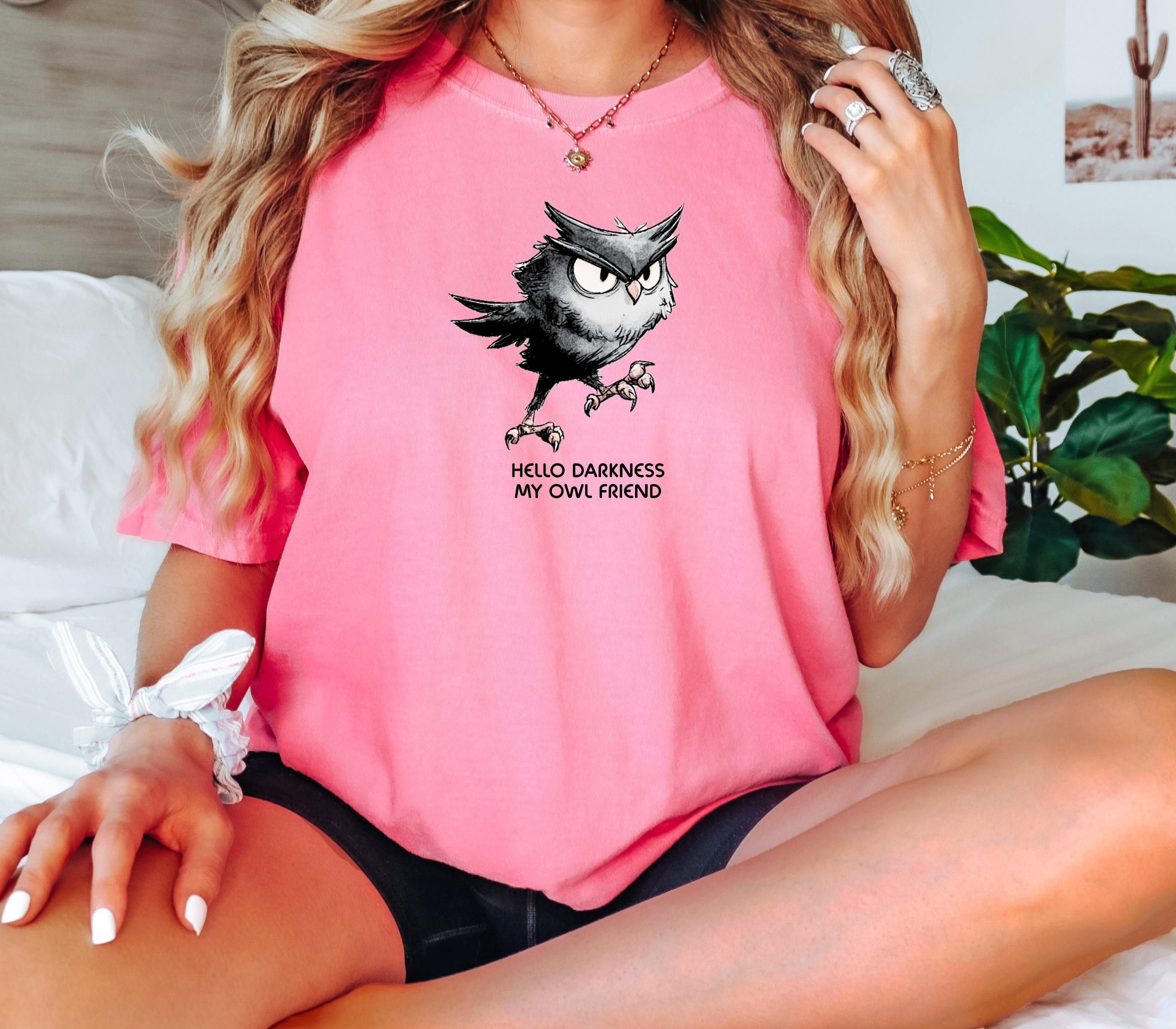 Angry Owl Halloween Shirt Hello Darkness T-Shirt Fall Tee Tshirts Women's Men's Oversized Co