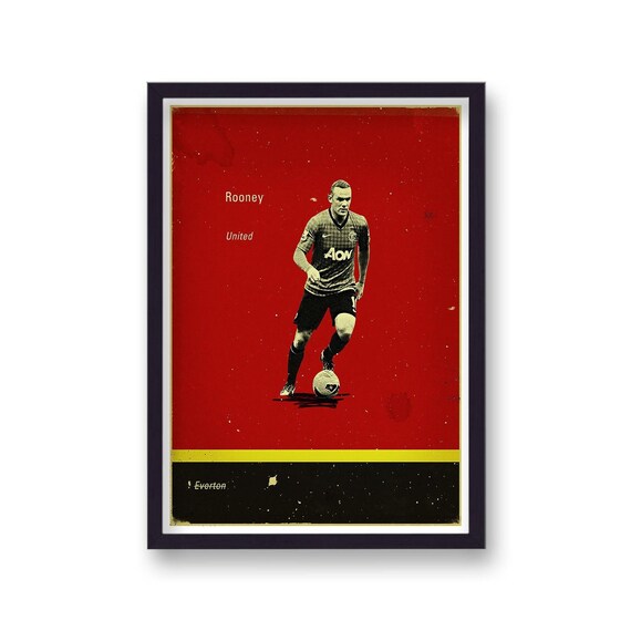 Football Heroes Wayne Rooney Vintage Print Home Decor Wall Art
