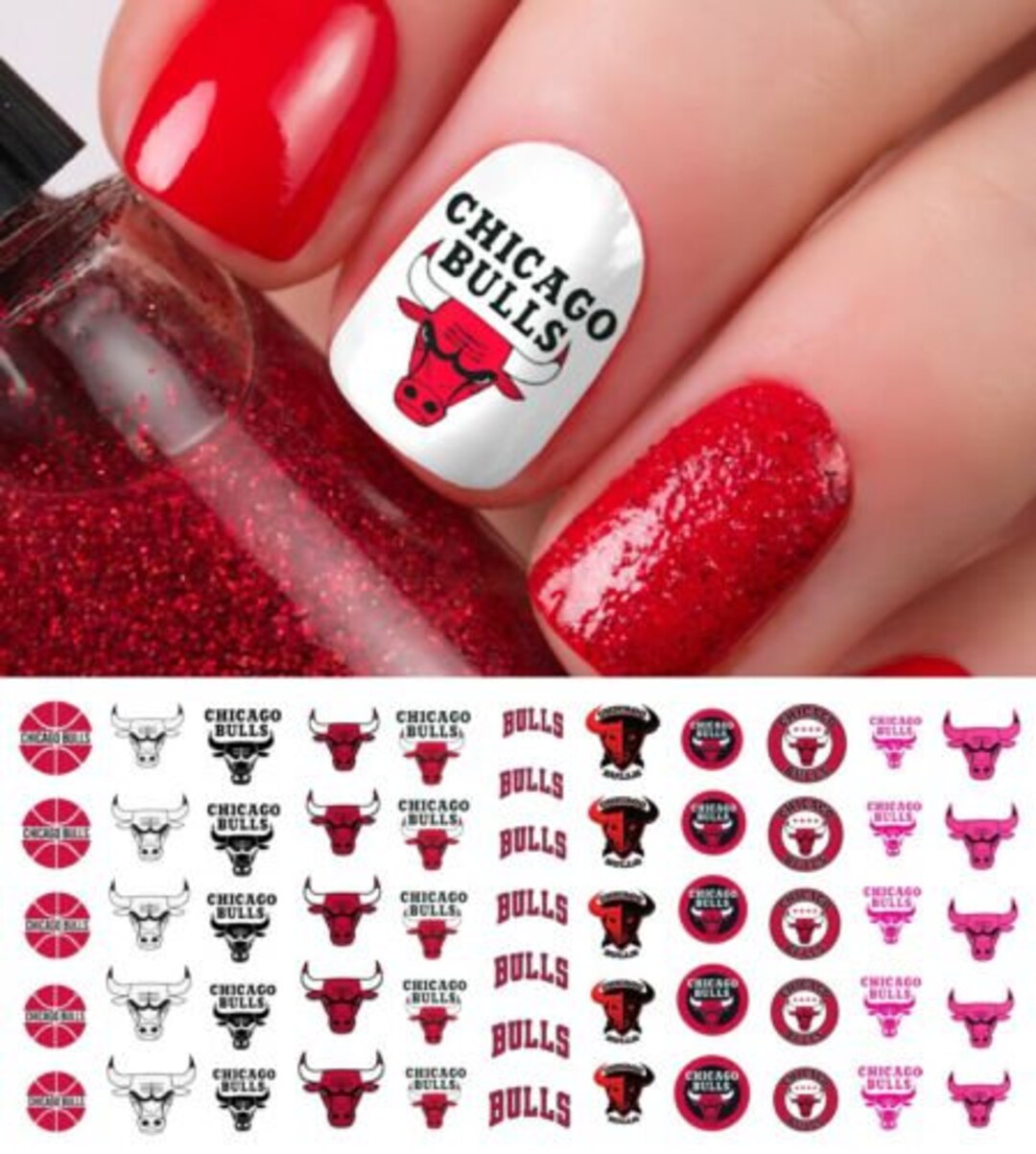 Chicago Bulls Basketball Nail Art Decals Salon Quality Etsy