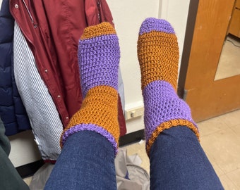 Purple and Orange Spiral Socks