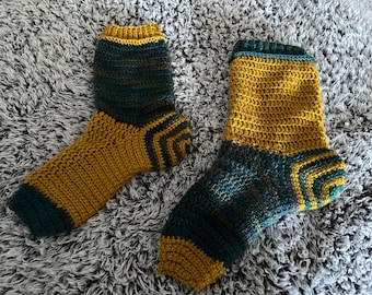 Emerald and Gold Spiral Socks