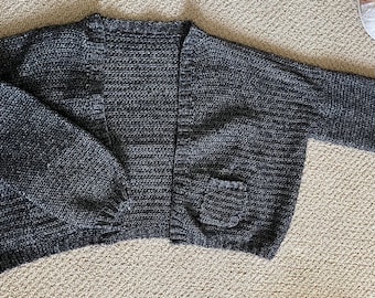 Oversized Mottled Black Cardigan