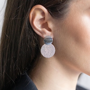 Silver Stud Earrings Large Geometric Earrings Metal Statement Earrings Circle Hammered Earrings Silver Disc Earrings Gift for Woman Unique