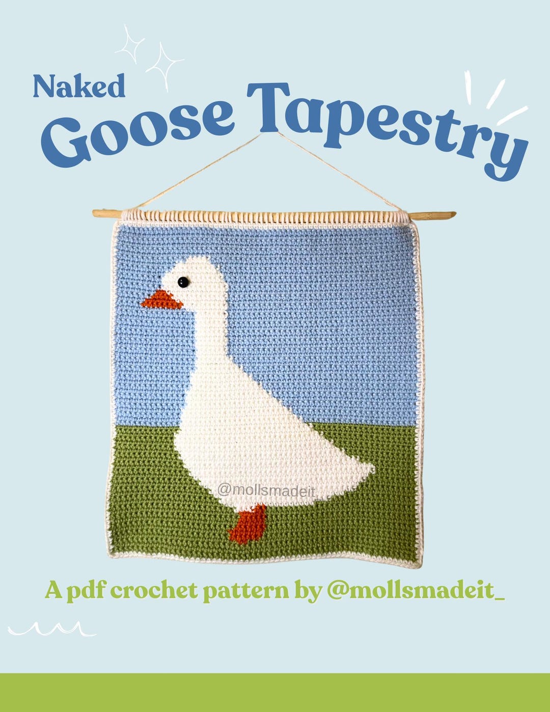 ［NEW］ハンドメイド 羊毛Tapestry Light gray×White Naked Goose Tapestry - A PDF Crochet Pattern - Etsy
