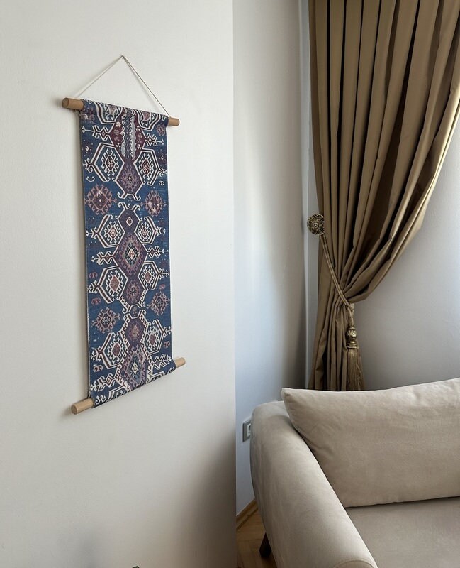 Image showcasing Bohemian Wall Decor, Fabric Wallhanging, Decorative Hanging, Wall Art ...