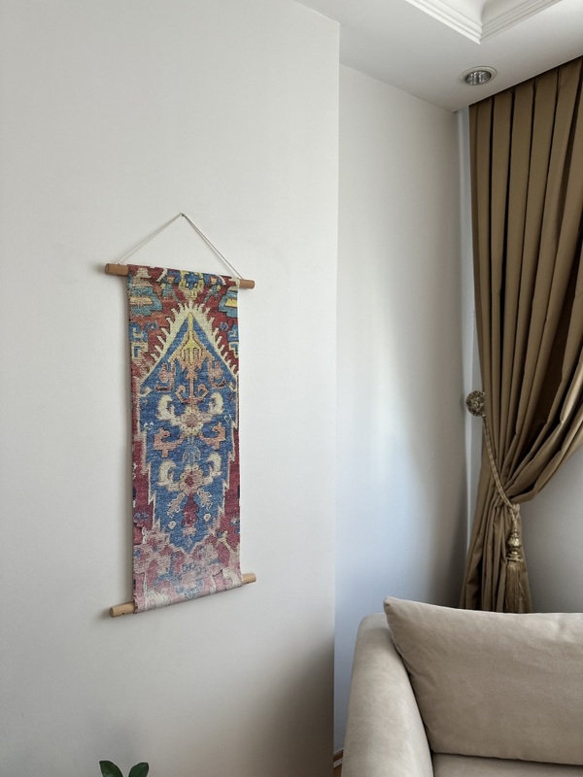 View of Bohemian Wall Decor, Fabric Wallhanging, Decorative Hanging, Wall Art ...