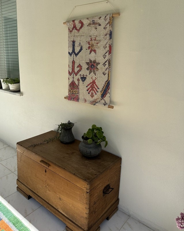 Bohemian Wall Decor, Fabric Wallhanging, Decorative Hanging, Wall Art ... - Fabric Wall Hanging Decor