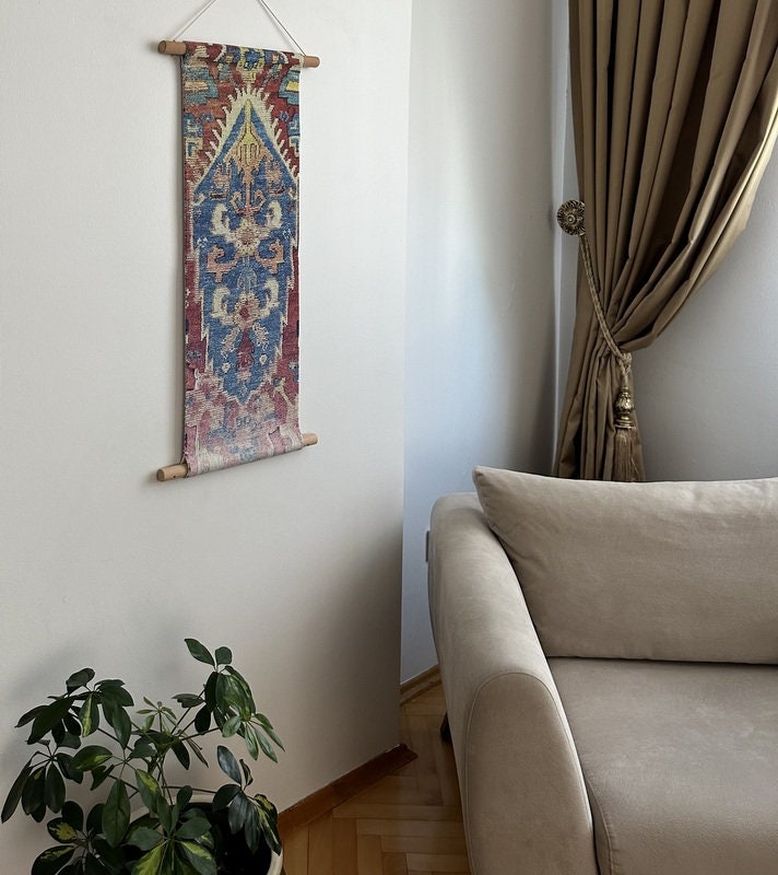 View of Bohemian Wall Decor, Fabric Wallhanging, Decorative Hanging, Wall Art ...