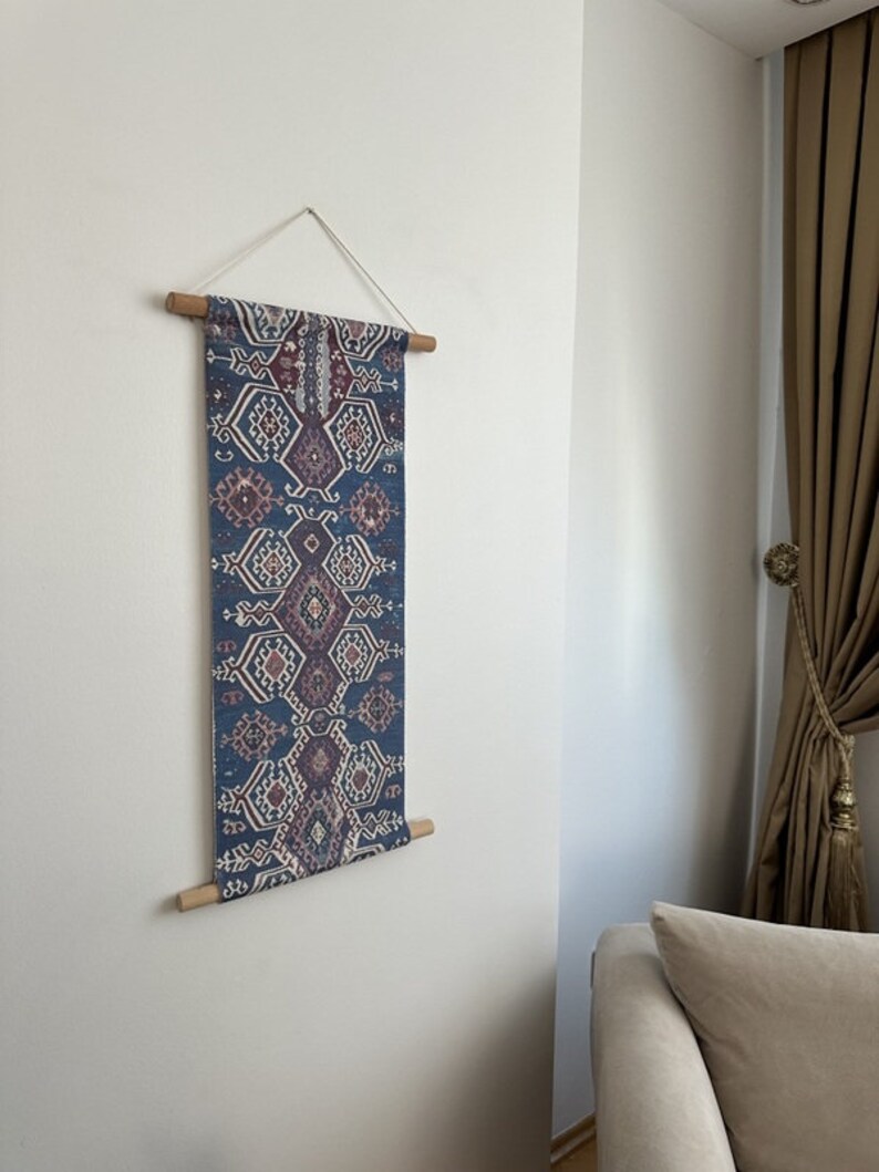 View of Bohemian Wall Decor, Fabric Wallhanging, Decorative Hanging, Wall Art ...