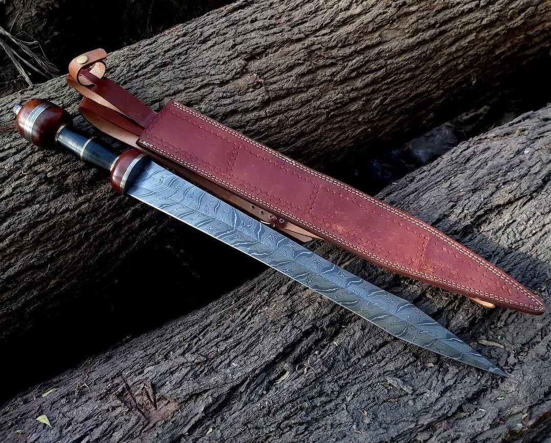 Hand Forged Damascus Steel Viking Sword Battle Ready Medeival With Sheath