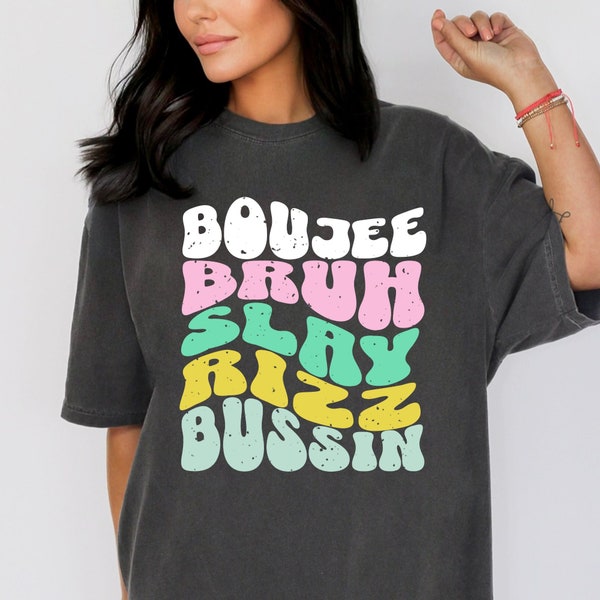 Bussin Bussin, Retro Grunge Aesthetic, Trending Boujee Gift for Teens, Oversized Teenager Shirt, Rizz, Gen Z Gift for Gen Z Trendy Shirt