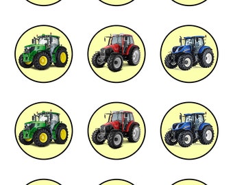 Muffin topper cupcakes muffins suikerpapier kinder verjaardag voertuigen tractor tractor FZ01