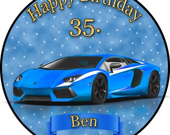 Cake topper photo cake vehicles car racing car sports car Lamborghini FZ07 (sugar paper)