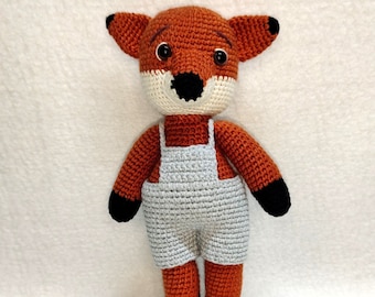 Handcrafted Rusty the Fox amigurumi doll, Sleep buddy, Soft stuffed animal toy for snuggles, Huggable size gift, Gift for kids & collectors