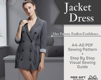 knee length dresses for ladies Double Breasted Jacket Sewing Pattern