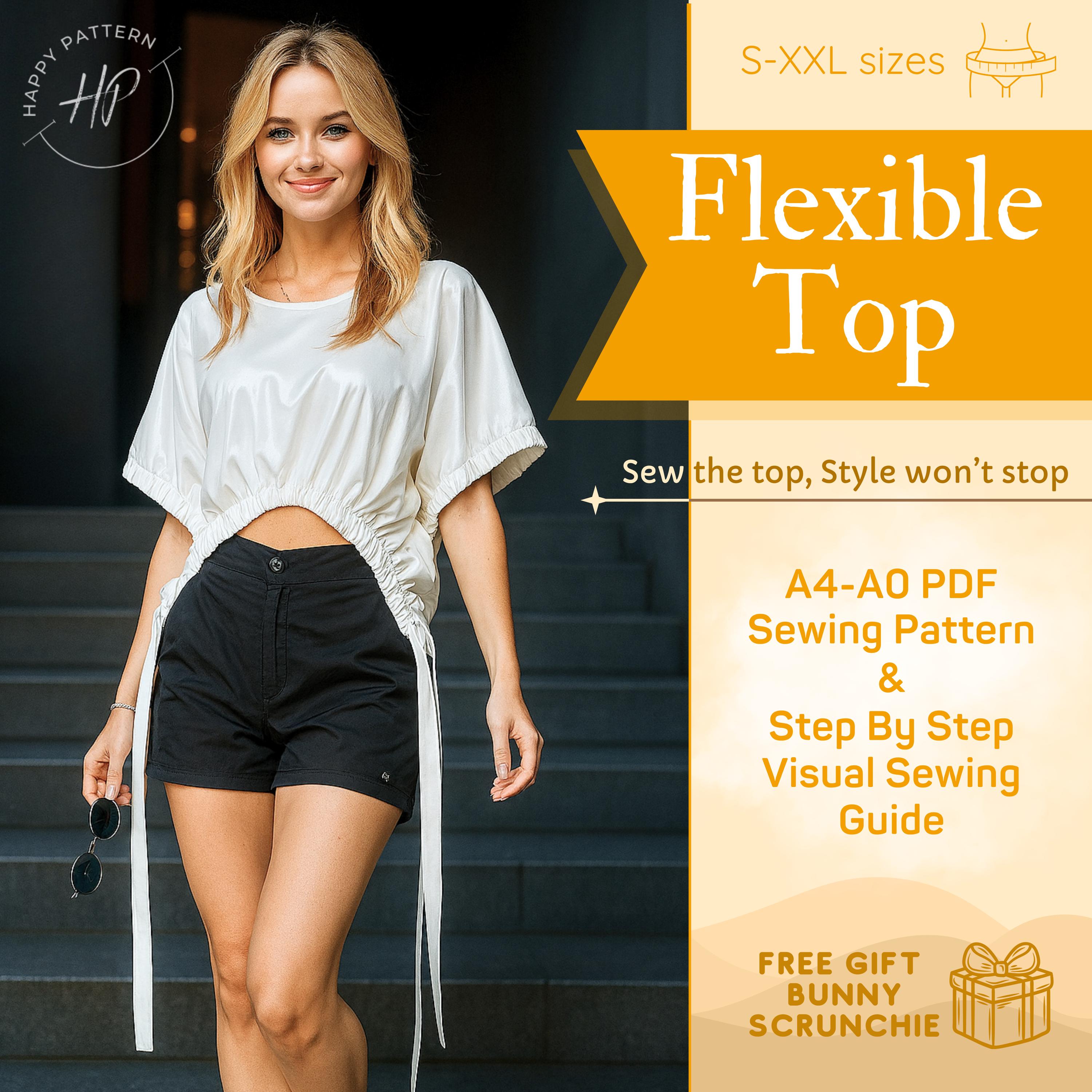 Flexible Blouse A4-A0 PDF Pattern, Step-by-step Visual Sewing Guide ...