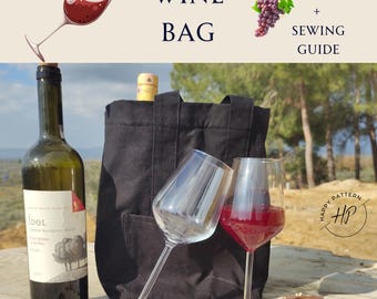 Wine Bag Sewing Pattern, DIY Wine Tote PDF, Easy Bottle Bag Tutorial, Instant Download Sewing Pattern
