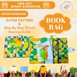 Book Sleeve Sewing Pattern: A4 Book Bag with Pockets (PDF)