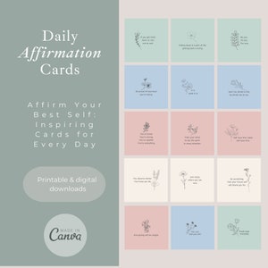 Cartões de afirmação de amor próprio, ritual motivacional diário, avisos de diário fortalecedores, citações de autocuidado, dicas de atenção plena, era da garota curativa