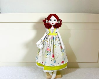 Handmade Doll for Gift, Fabric Doll for Girls Room Decor, Unique Gift, Granddaughter Gift, Kids Room Decor