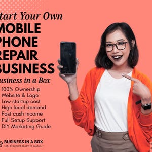 Start je eigen mobiele telefoonreparatiebedrijf+ aangepaste website, WordPress, branding, marketing inbegrepen