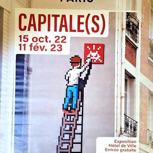 Space Invader - Original exhibition poster - Street Art - Paris - Giant format (69"x46")