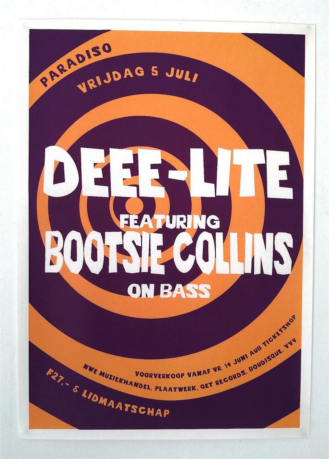 Deee-lite–bootsy Collins–original Concert Poster –poster– PARADISO-1992 ...