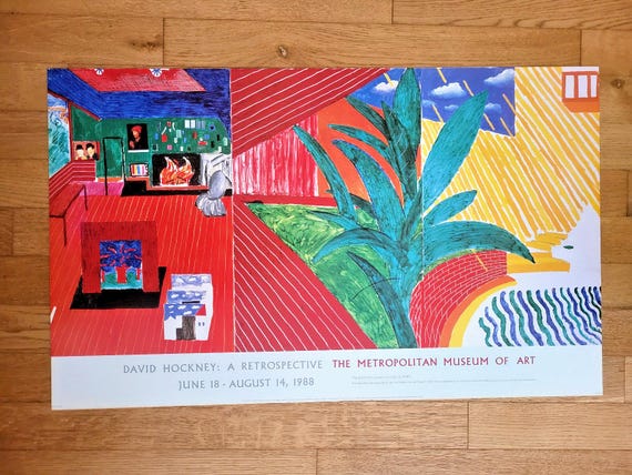 David Hockney: Hollywood Hills, Rare 1988 Exhibition Poster David Hockney: Hollywood Hills, Rare 1988 Exhibition Poster