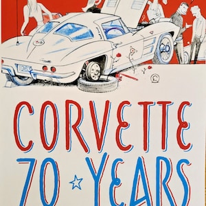 Corvette - 70° anniversario - Manifesto originale della mostra - Bruxelles, Belgio - raro - 2023